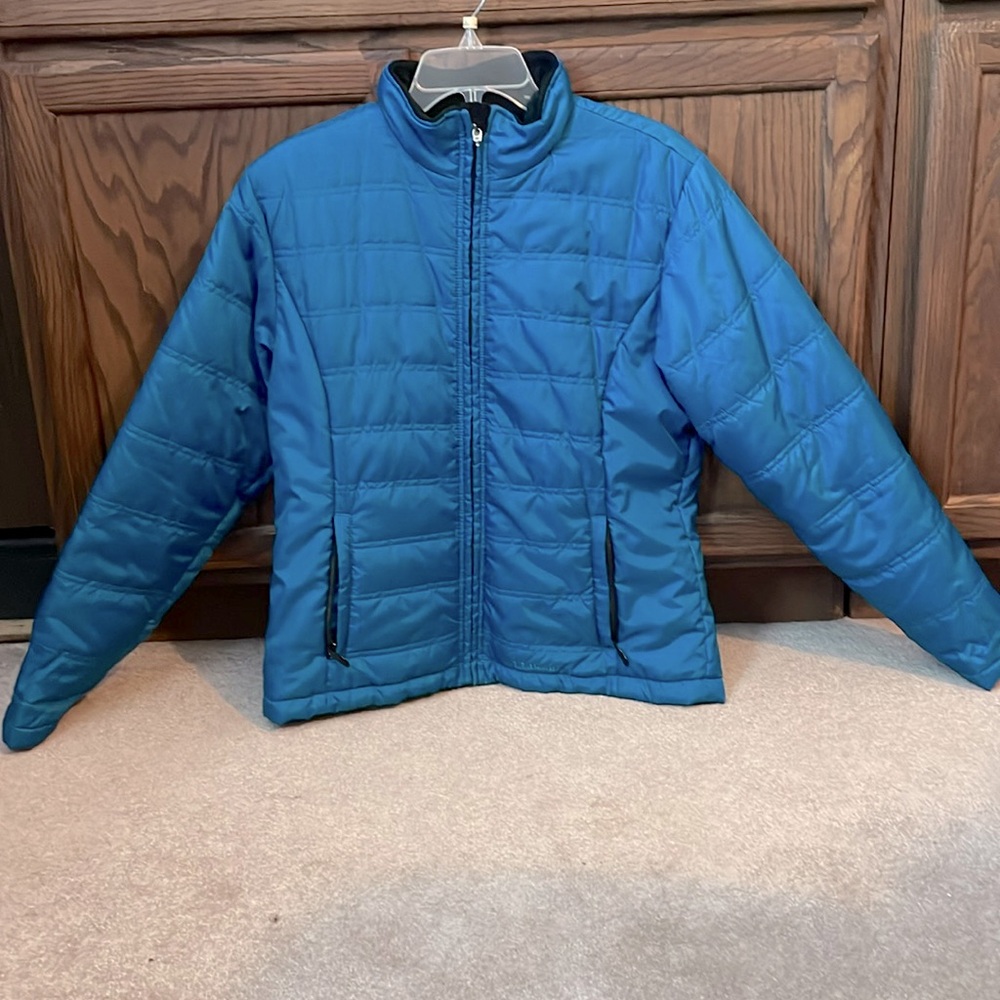 L.L. Bean Blue Puffer Jacket with Quilted Design